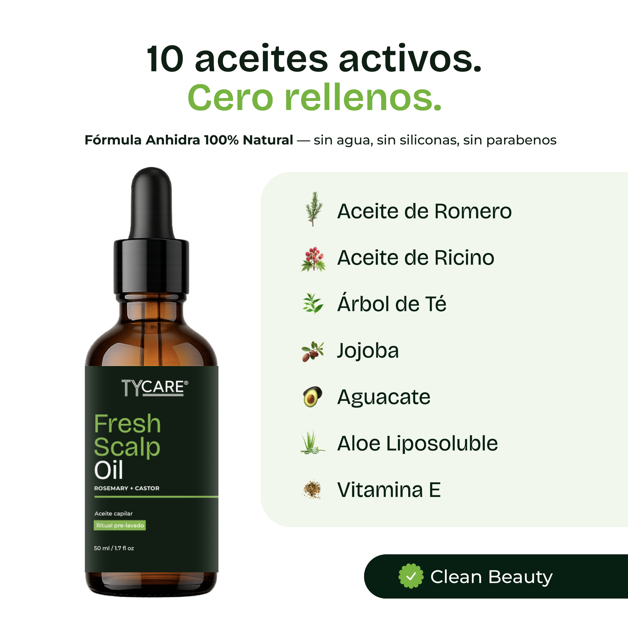 Fresh Scalp Oil – Aceite Capilar Pre-Lavado 100% Activo | 50 ml TY CARE